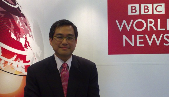 Rico Hizon at the BBC office Photo of Rico Hizon at the BBC office