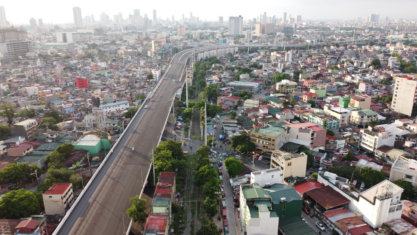 Manila Philippines April 30 2020 Drone Shot Overlooking Skyway 